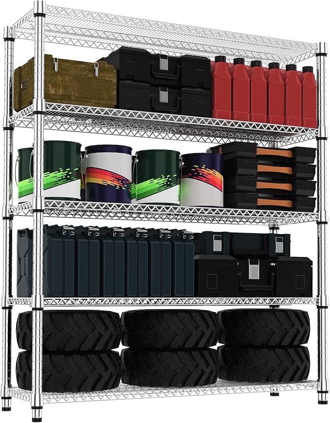 M MZG 5 Tiers Shelf 3300 lbs Steel Storage Shelving Utility Shelving Unit Steel by MEIGAOPLASTICANDMETALHKCOLIMITED