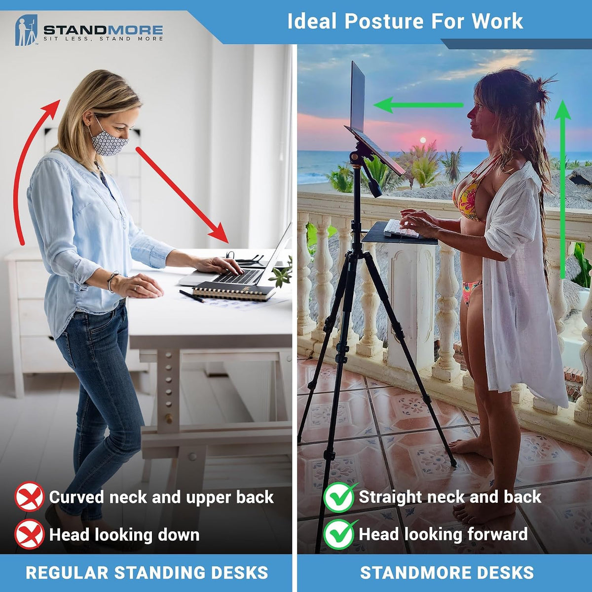 Portable Standing Desk with Keyboard Tray - Ergonomic, Height Adjustable Tabl...