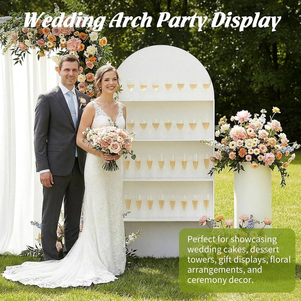5.9 ft 4-Tier Champagne Wall Holder, Wedding Arch Backdrop Stand