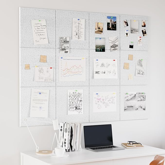 Neatsure Large Cork Board for Wall, 12 Panels Felt Tiles Tack Push Pin Board - Image 2