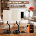 fenmzee 18" bedside lamps for bedroom set of, side view