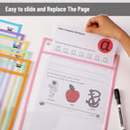 Mr. Pen- Reusable Dry Erase Pocket Sleeves, 10" x 14", 6 Pack, Colorful | Pastel Colors, Clear Plastic Paper Sleeves, Ticket Holders, Clear Plastic Sheet Protectors, Teacher, School