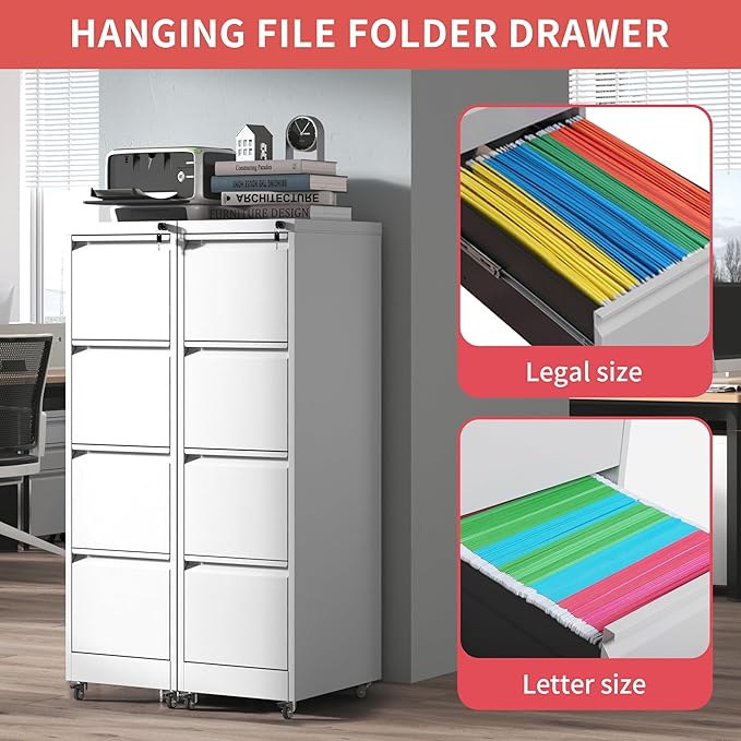 IKIMI 4 Drawer Locking File Cabinet - Image 4