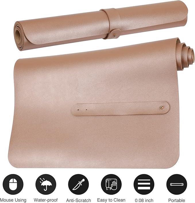 Boutilon Leather Desk Pad Protector, Non-Slip Mouse Pad, Laptop Desk Pad - Image 3