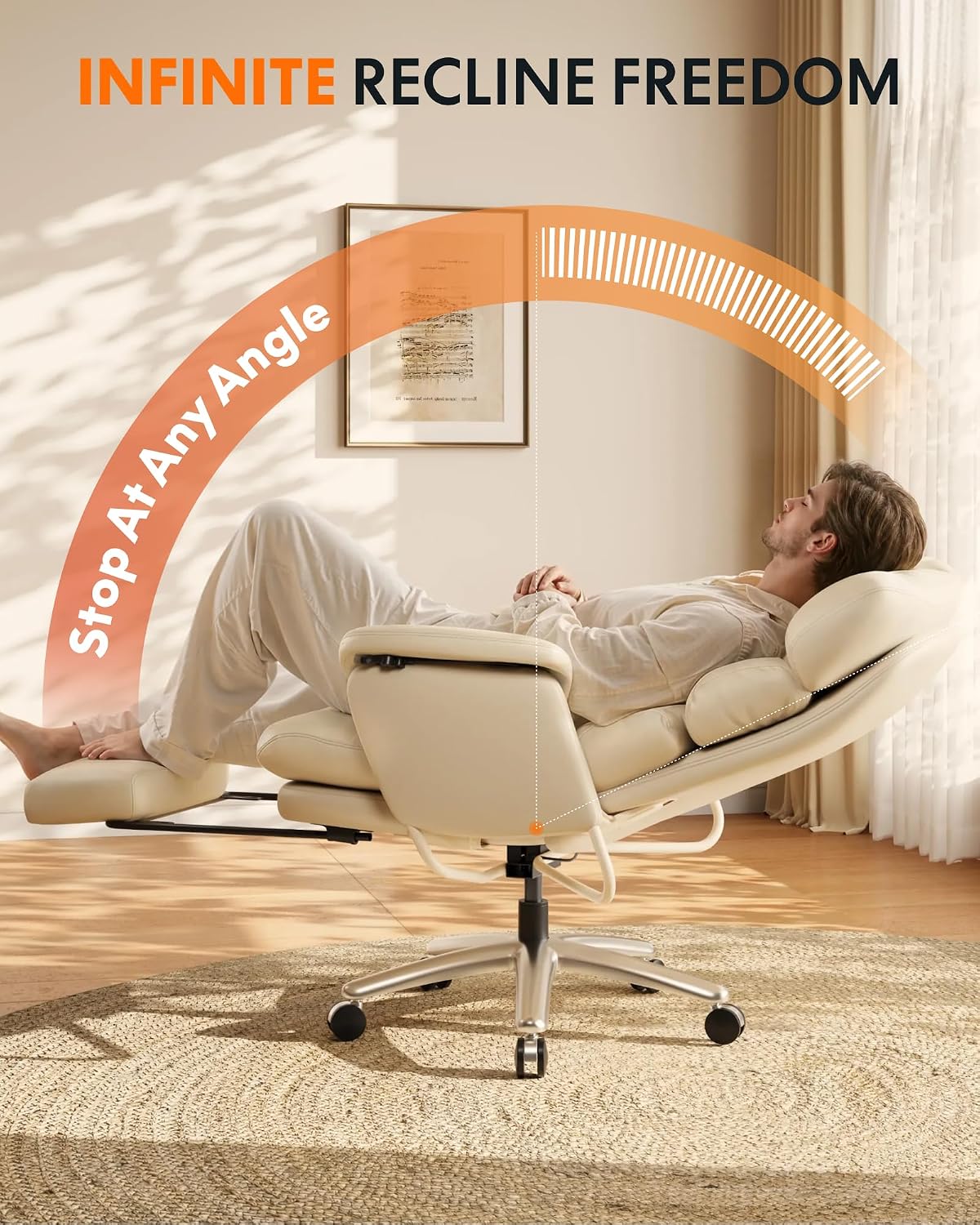 FLEXISPOT HC4-Pro Reclining Office Chair with 90-165° Infinite-Level, Beige