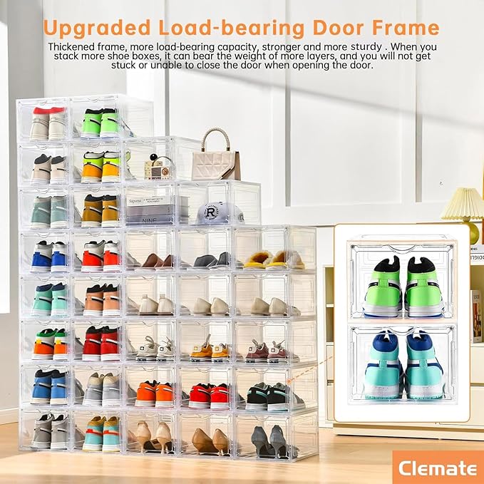 Clemate Upgraded X-Large Shoe Storage Box, 8 Pack, Shoe Box Clear Plastic - Image 5