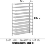 Regal Altair 18" Deep x 54" Wide x 86" Height Wire Shelving Kit | 10-Tier | NSF - Image 3