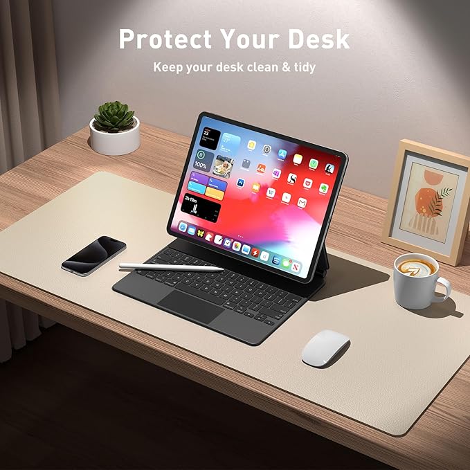 Aothia Leather Desk Pad Protector, Mouse Pad, Office Desk Mat, Non-Slip PU - Image 3