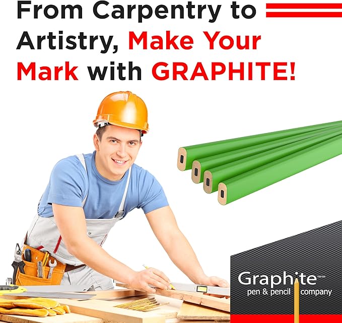 GRAPHITE Hard Lead Carpenter Pencil #2 Lumber Pencil Pack of 12 PCS - Image 8