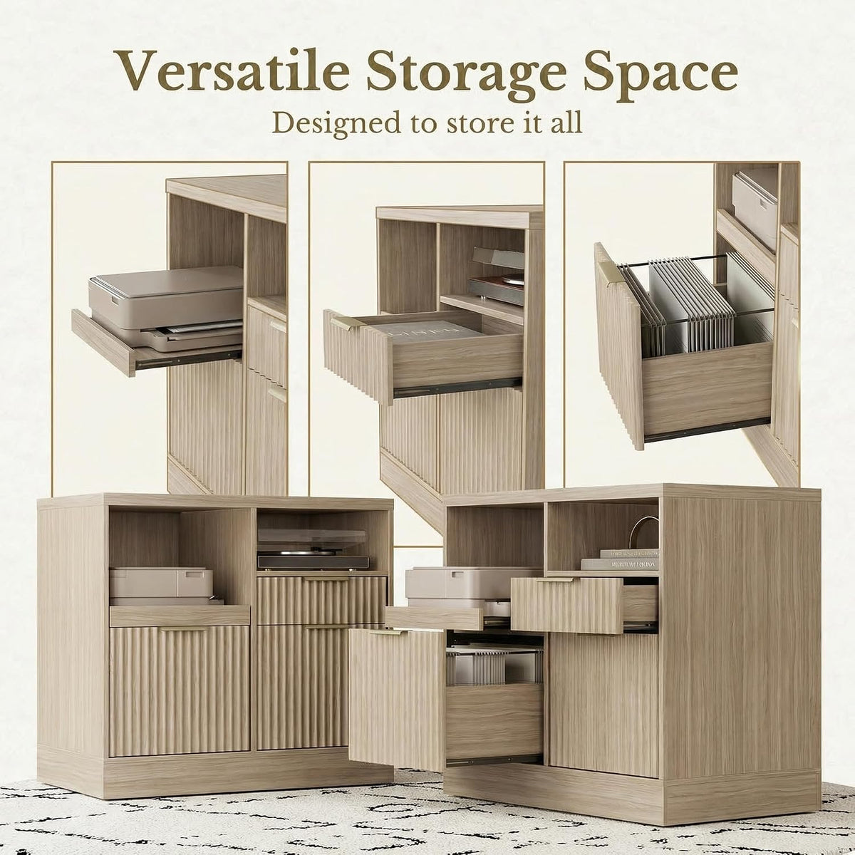 3 drawer file cabinet, fluted filing cabinet for, close-up detail