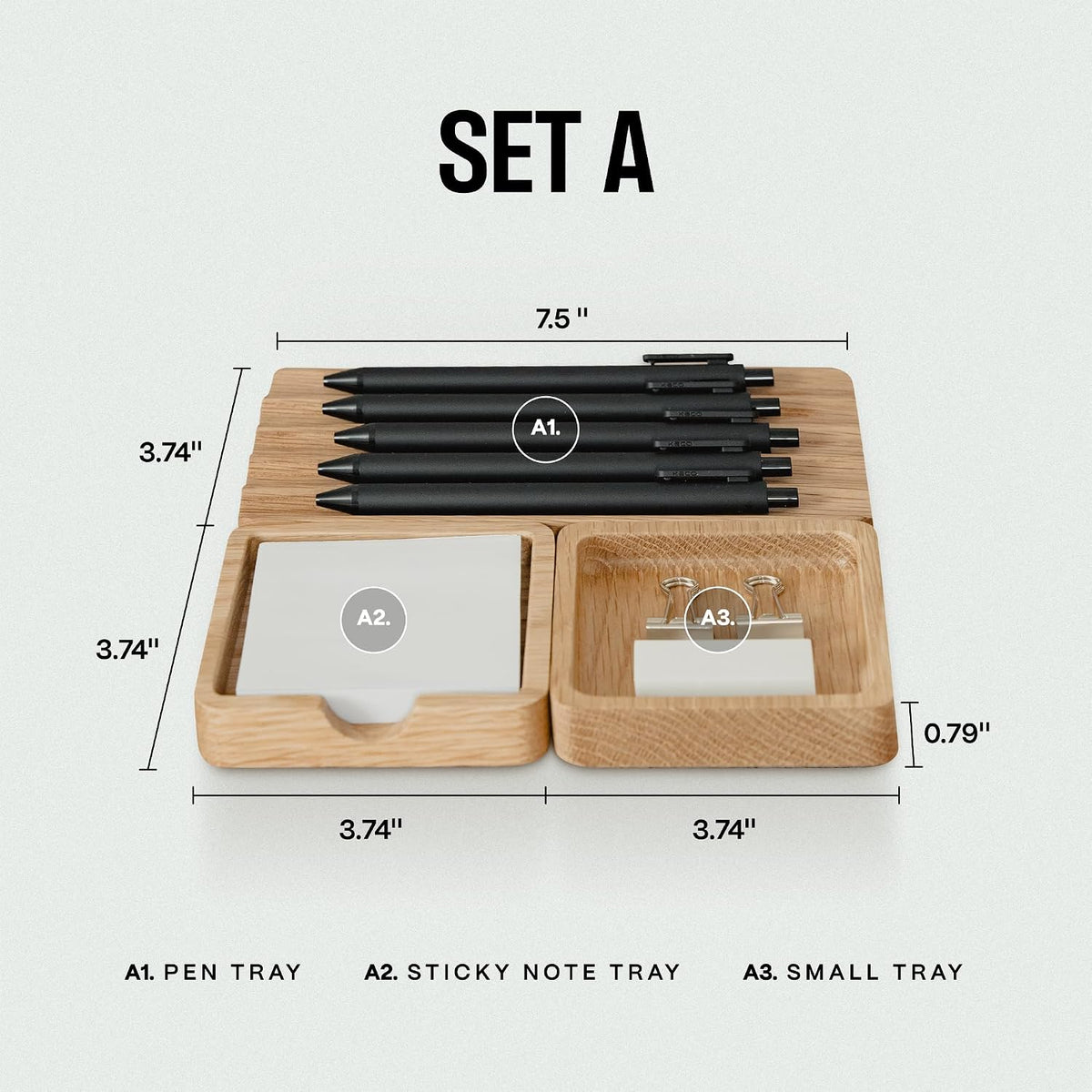 COREMINDED Modular Office Desk Organizer Tray Set - Solid Wood Desk Tray with...