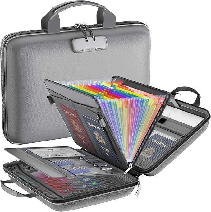 Fireproof File Organizer with Lock, Hard-Shell Case Fireproof Document Box with by Tamfile