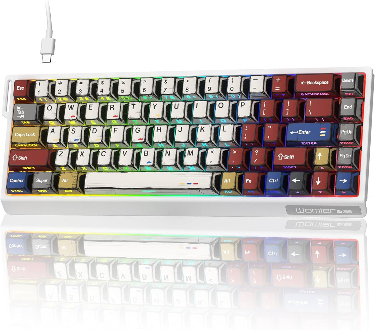 SK68 65% Wired Gaming Keyboard, Aluminum Mechanical Keyboard