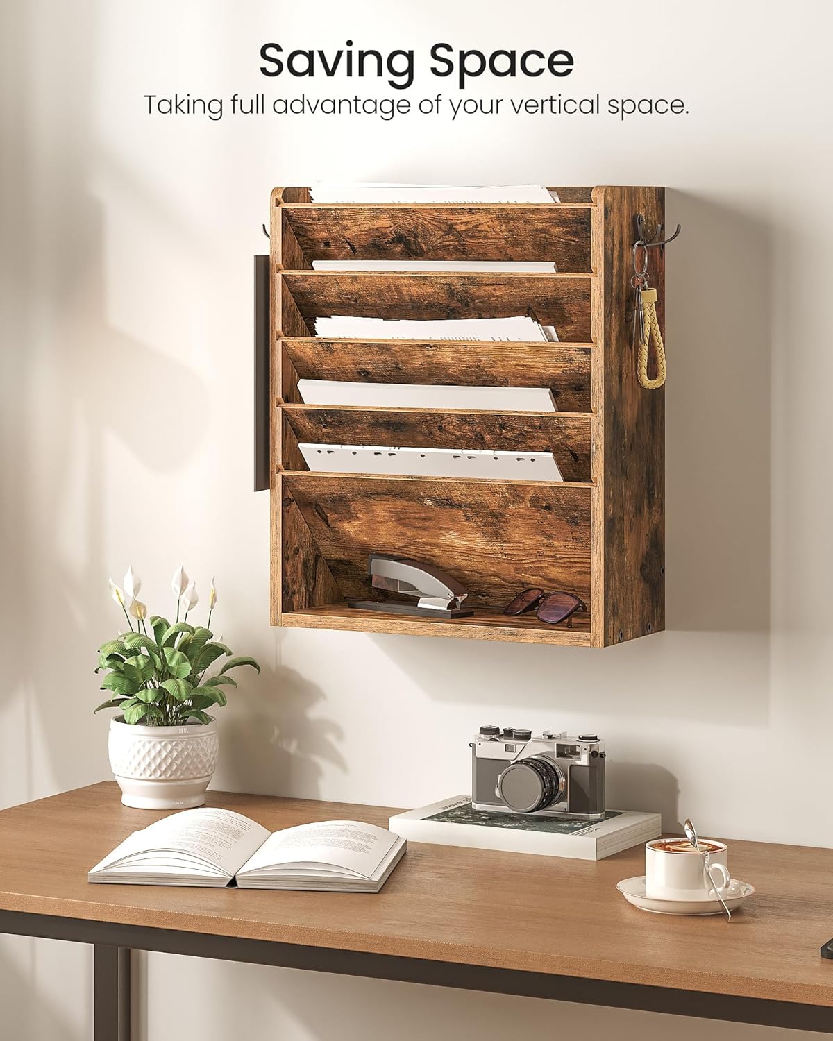 CHOEZON Wall File Organizer, 6-Tier Vertical Mount Hanging Holder with 2 Side...