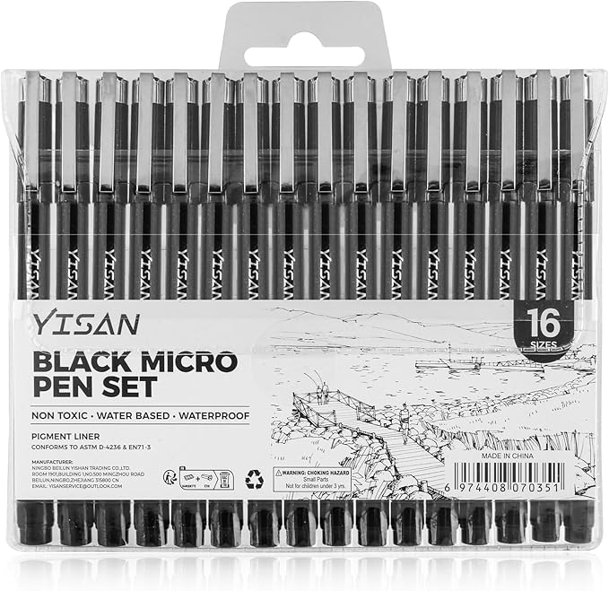 YISAN Black Drawing Art Pens, Micro Fineliner Manga Pens, Calligraphy Pens - Image 6