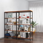 Himimi Industrial Bookshelf 5-Tier Set of 2, Bookcase 58" H Ladder Shelf - Image 6