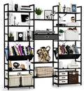 NUMENN Triple Wide 6 Tier Bookshelf, Adjustable Rustic Industrial Style Book by NUMENN