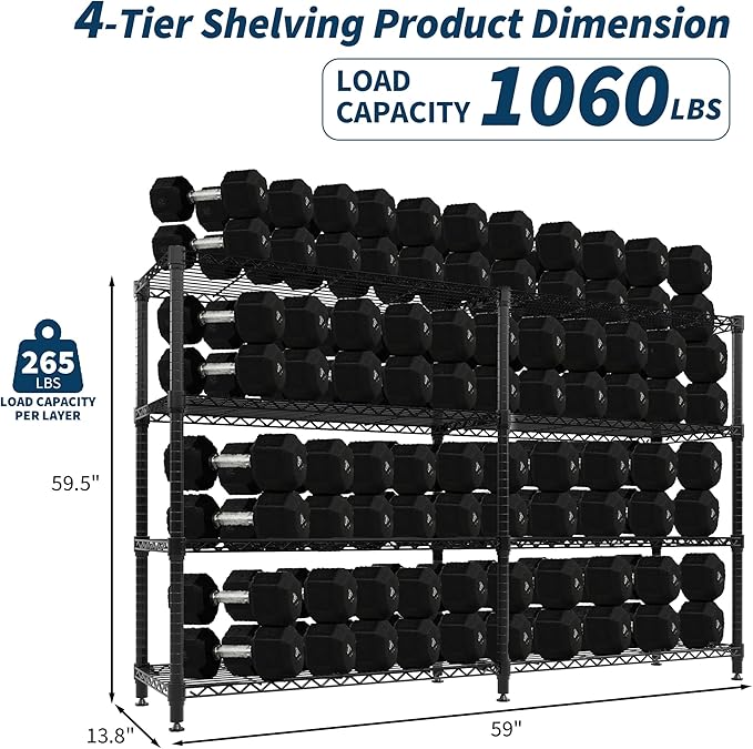 MilleLoom 4-Tier Metal Shelving Unit, Heavy Duty Storage Shelves Adjustable - Image 3