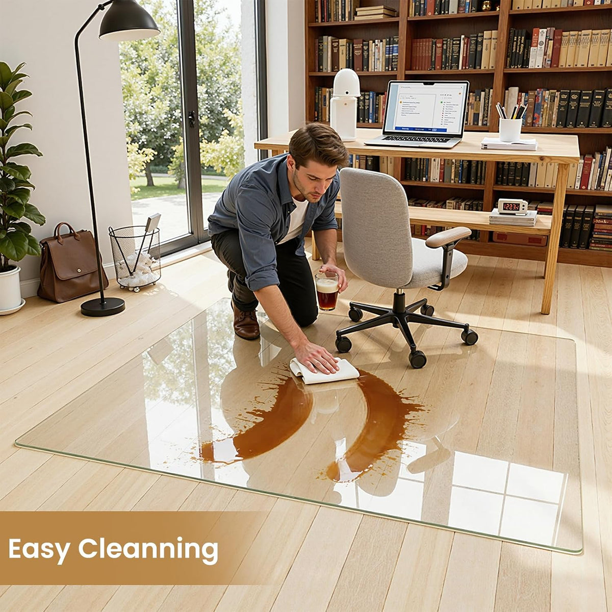 36"x46" Tempered Glass Chair mat for Carpet