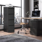 4 drawer file cabinet with lock, metal filing shown in use