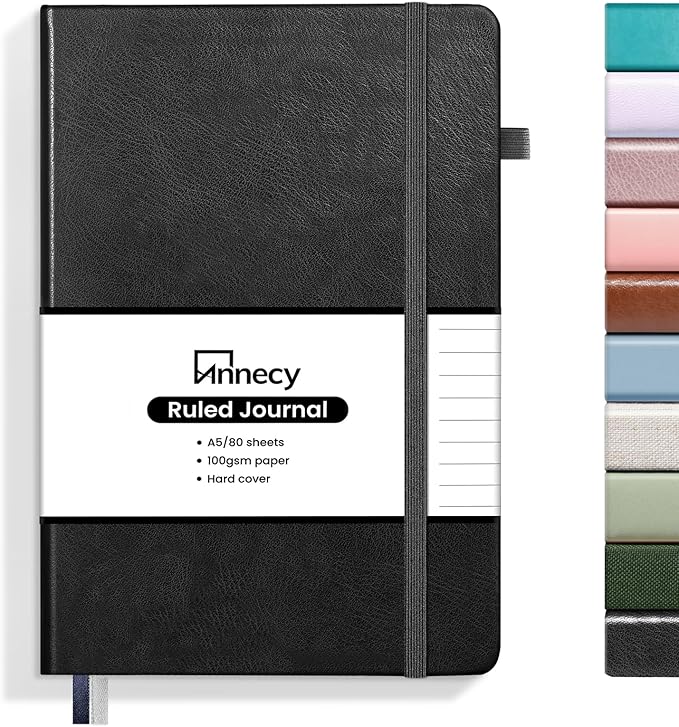 Annecy Lined Journal Notebook, Hardcover Leather Journal by Annecy