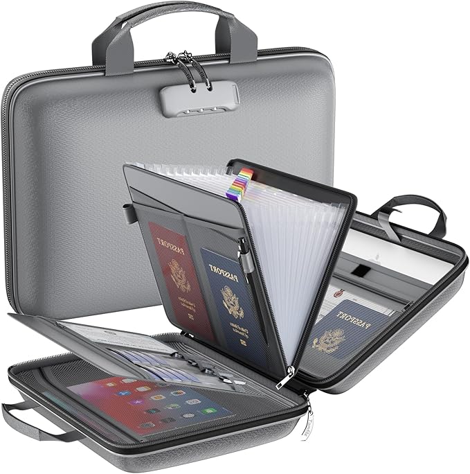 Fireproof File Organizer with Lock, Hard-Shell Case Fireproof Document Box with by Tamfile