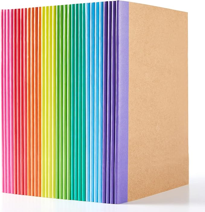 32 Pack Composition Notebooks Bulk, Feela Kraft Cover Lined Blank College Ruled by feela
