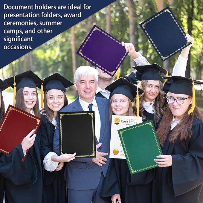 gisgfim 15Pcs Certificate Holders Diploma Covers Single Sided Gold Foil Border - Image 6