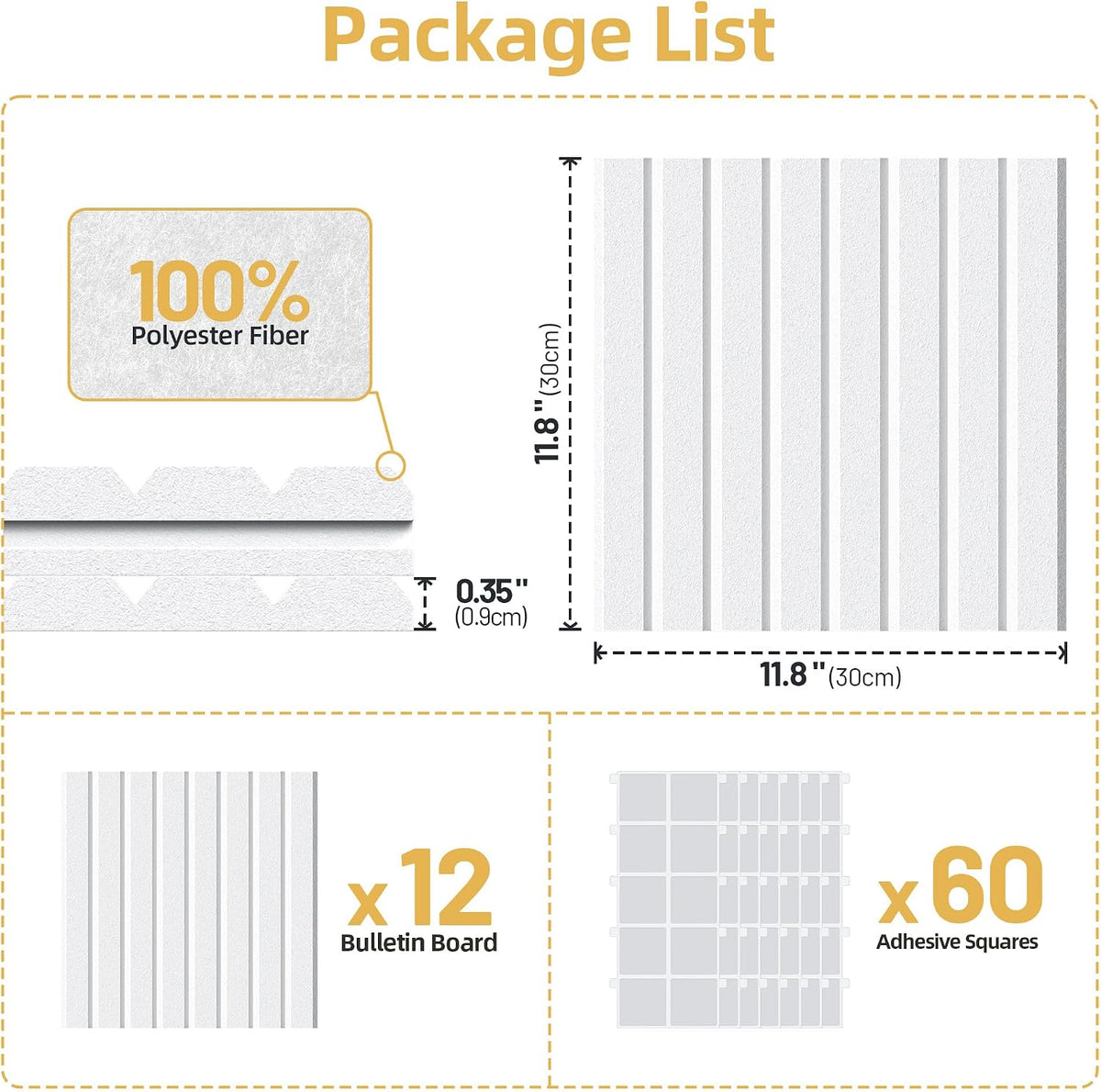 Large Cork Board for Walls 12 Pack Bulletin Board with 60 Adhesive Tabs