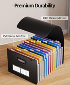 Sooez Accordion File Organizer, 13-Pocket Expanding File Folder Letter Size | Deeper 13-Pocket Keep Index Tabs Visible, Thickened Cover, Monthly Bill Paper Receipt Document Organizer, Home Office School