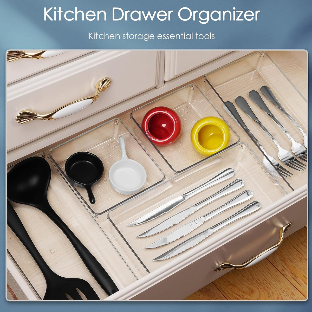 12 Pack Large Clear Plastic Drawer Organizer Set, Acrylic Bathroom Organizer ...
