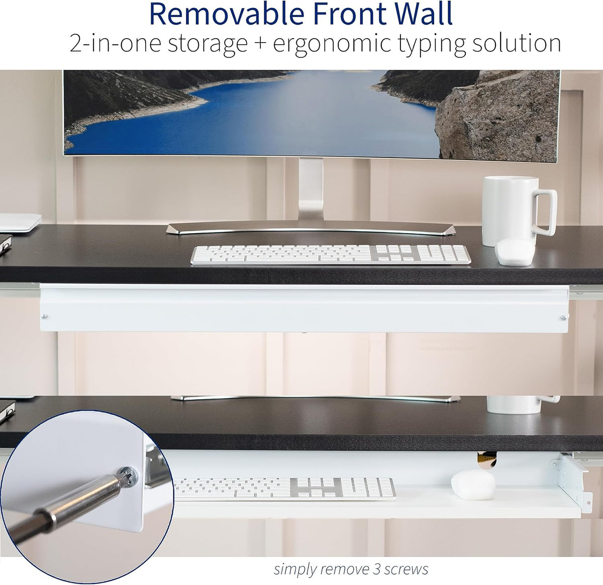 VIVO White Under Desk 33 x 9 in Slide Out Storage Drawer, DESK-DR33-W