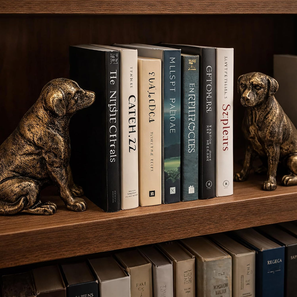 Fox Run Dog Decorative Bookend Set, Set of 2 100% Iron Heavy Bookends for Home and Office, 3.5" x 2.4" x 5" Each