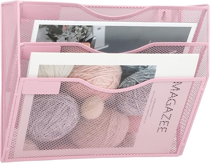 EASEPRES 3 Pocket Mesh Hanging Wall File Organizer, Wall Mounted Mail Paper - Image 6