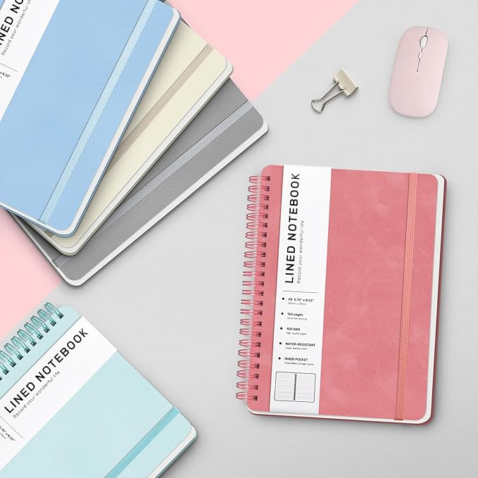 Light Red Lined Spiral Journal Notebook - Image 6