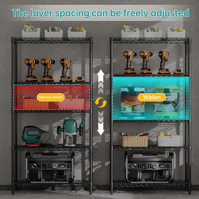 SINGAYE 5 Shelf Adjustable Heavy Duty Storage Shelving Unit 350 lbs per Shelf - Image 5