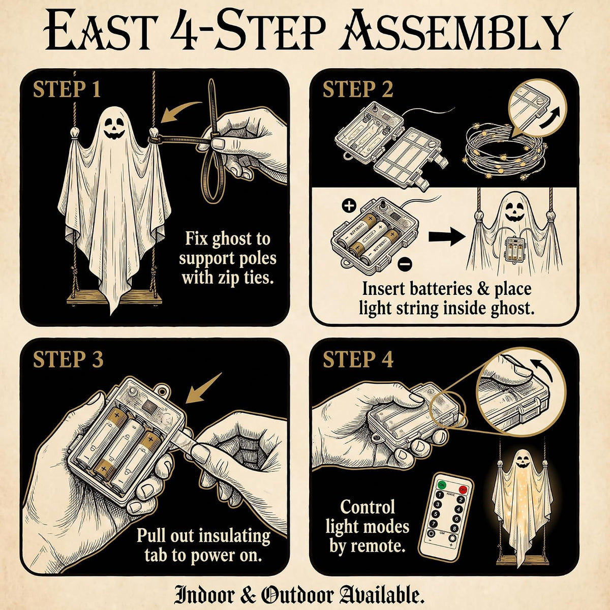 Halloween Decorations Outdoor 5FT Pre-Assembled Hanging Swing Ghost