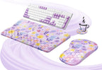 Ospelelf Keyboard Wrist Rest and Mouse Pad Set, Ergonomic Memory Foam Wrist Support, Aesthetic Desk Accessories for Office, Home & Gaming, Relief for Carpal Tunnel & Wrist Pain, Purple Floral