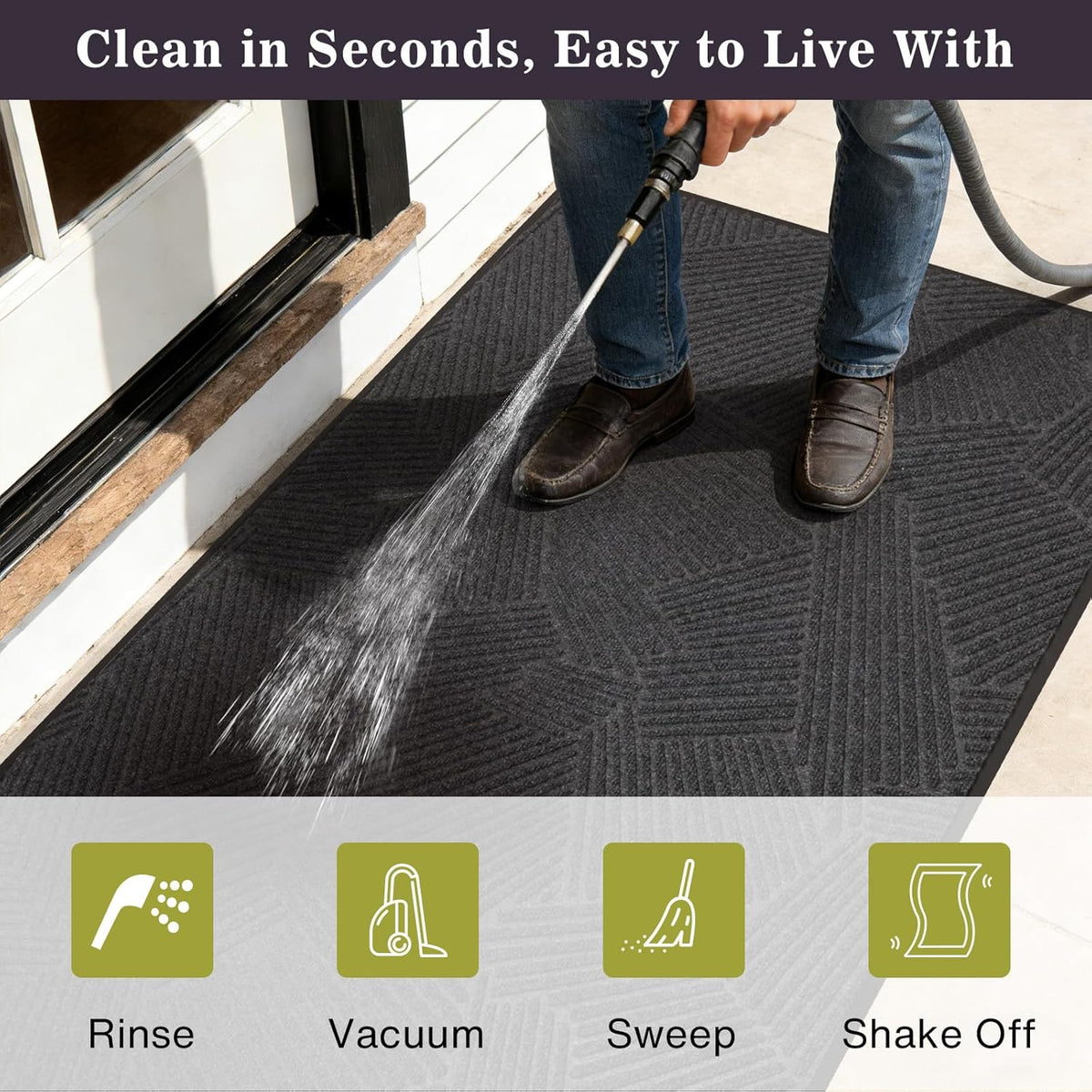 heavy duty front door mat indoor outdoor, 2′ showing dimensions