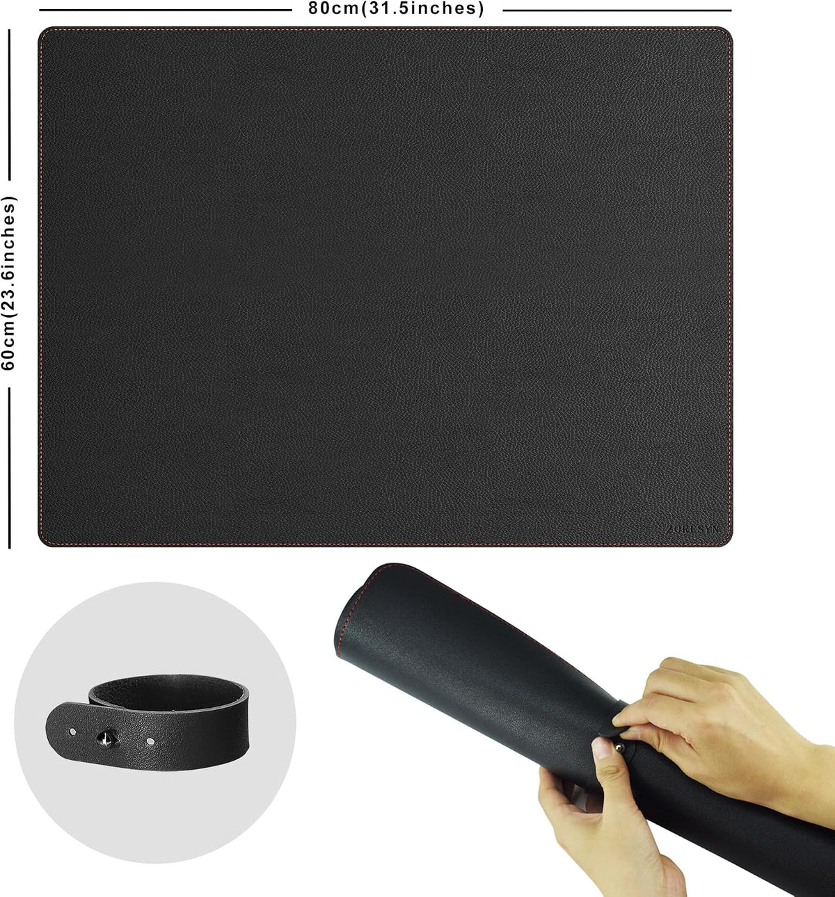 ZORESYN PU Leather Desk Mat 31.5 x 23.6 Inch (Black)