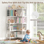 5 Tier Corner Bookshelf, Reversible Corner Shelf, Industrial Wooden Display - Image 5