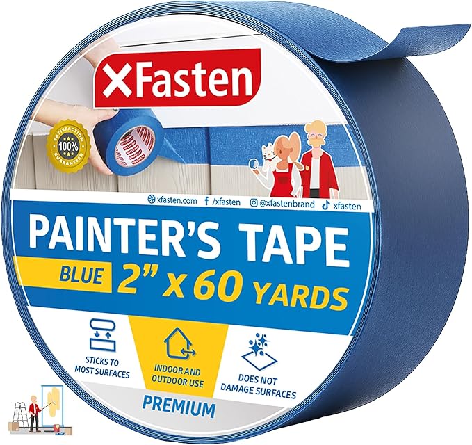 XFasten Professional Blue Painters Tape, Sharp Edge Line Technology by XFasten