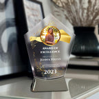 7 1/2" Personalized Glass Plaque for Awards and Trophies Custom Award for Employee of the Month, Retirement, Leadership and Appreciation Gift Awards (D7)