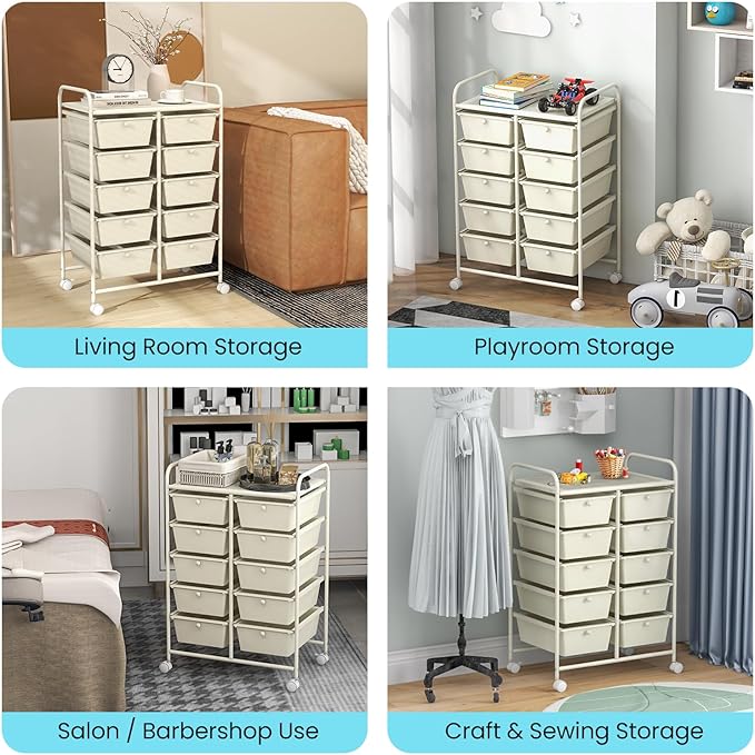 GLACER 10 Drawer Rolling Cart, Storage Cart - Image 7