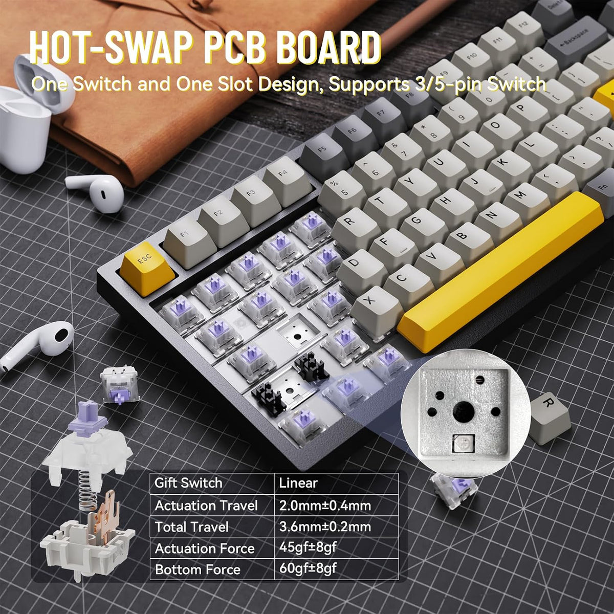 ATTACK SHARK X820 Ultra Wireless Mechanical Keyboard with TFT Smart Display&a...