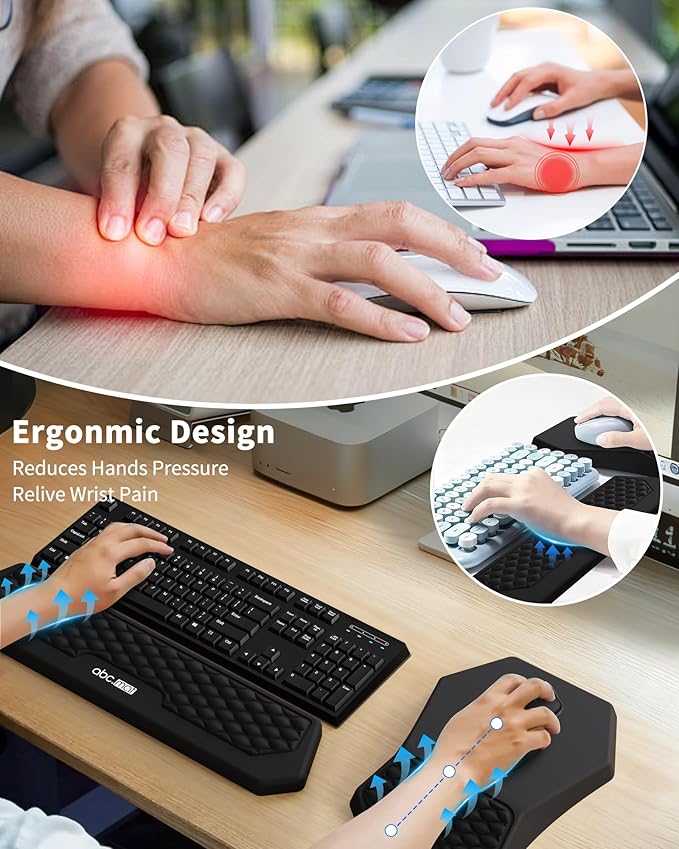 Ergonomic Mouse Pad and Keyboard Wrist Rest Support Set, Massage Design Mousepad - Image 2