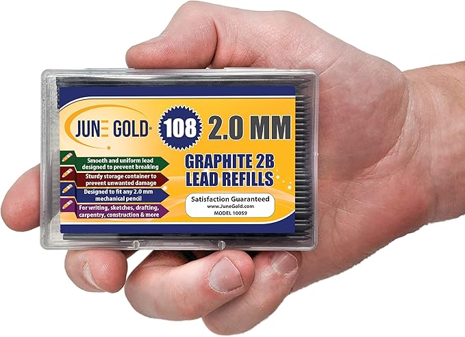 June Gold 108 Pieces, 2.0 mm 2B Lead Refills, 90 mm Length, Extra Bold Thickness - Image 3