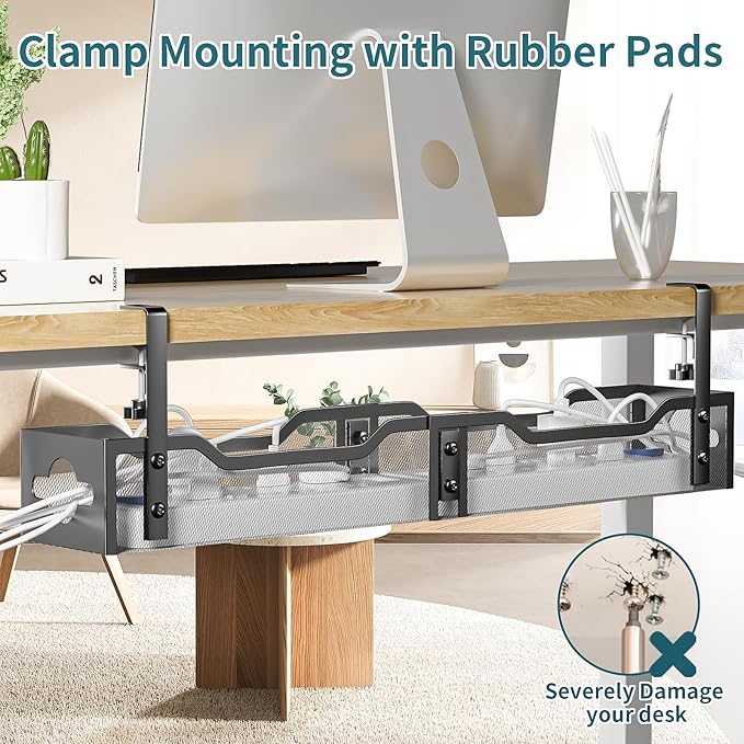 Under Desk Cable Management Tray Black, Litwaro Cable Management Under Desk No - Image 5