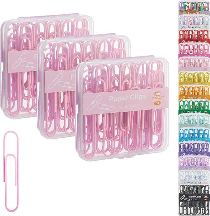 NEEWAY Colorful Large Paper Clips, 2 Inch Jumbo Paper Clips, 3 Pack of 50 by NEEWAY