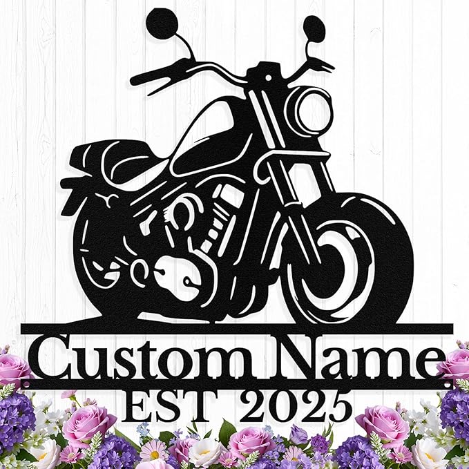 Custom Motorcycle Metal Sign Personalized Biker Name Sign Motorcycle Wall Art by HengMeiZiK